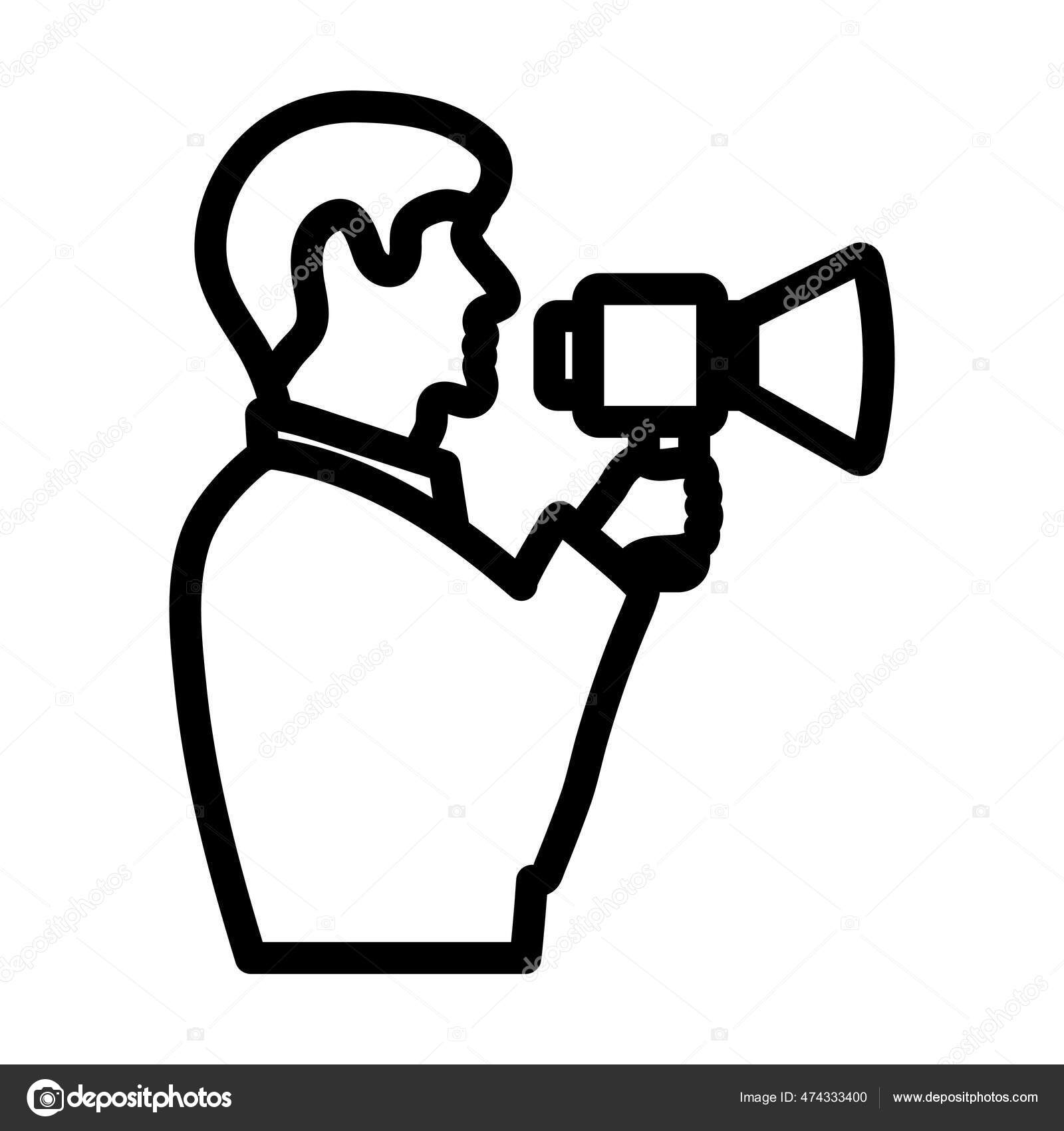 Icon Man Mouthpiece Editable Bold Outline Design Vector Illustration