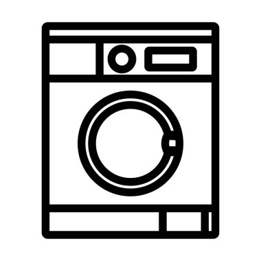 Çamaşır Makinesi Simgesi. Düzenlenebilir Cesur Tasarım. Vektör İllüstrasyonu.