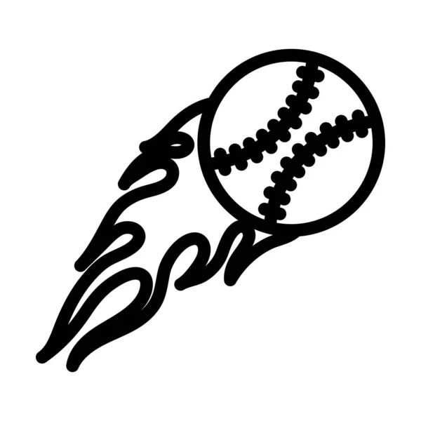 Baseball Fire Ball Ikone Editierbares Fettes Umrissdesign Vektorillustration — Stockvektor