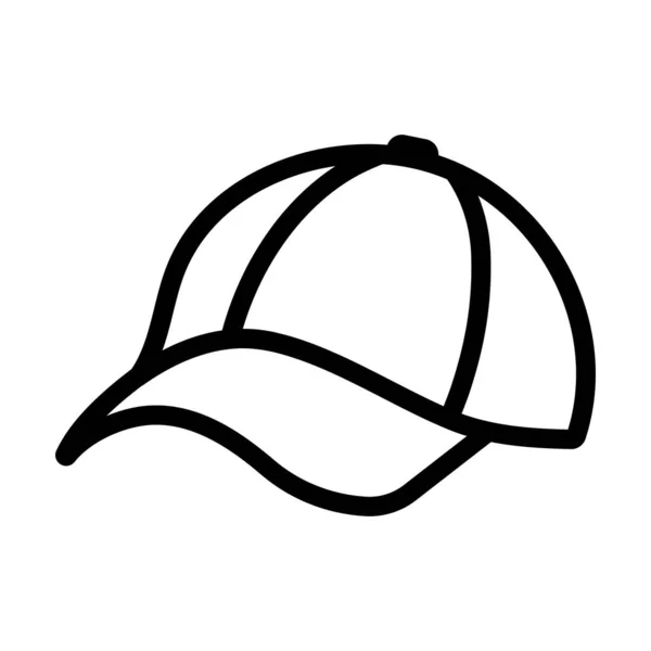 Baseball Cap Icon Upravitelný Tučný Návrh Osnovy Vektorová Ilustrace — Stockový vektor