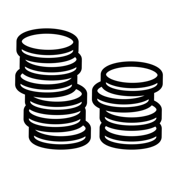 Icon Stack Coins Editable Bold Outline Design Vector Illustration — Stock Vector