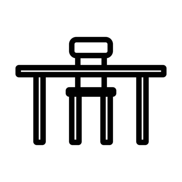 Icône Table Chaise Conception Contour Audacieux Modifiable Illustration Vectorielle — Image vectorielle