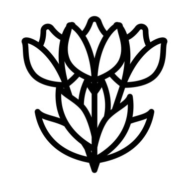 Fiyonklu lale buket ikonu. Düzenlenebilir Cesur Tasarım. Vektör İllüstrasyonu.