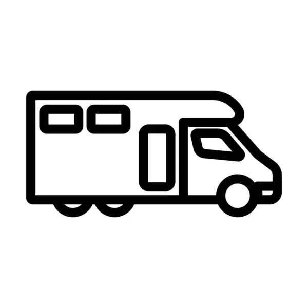 Icona Del Campeggio Family Caravan Car Editable Bold Outline Design — Vettoriale Stock