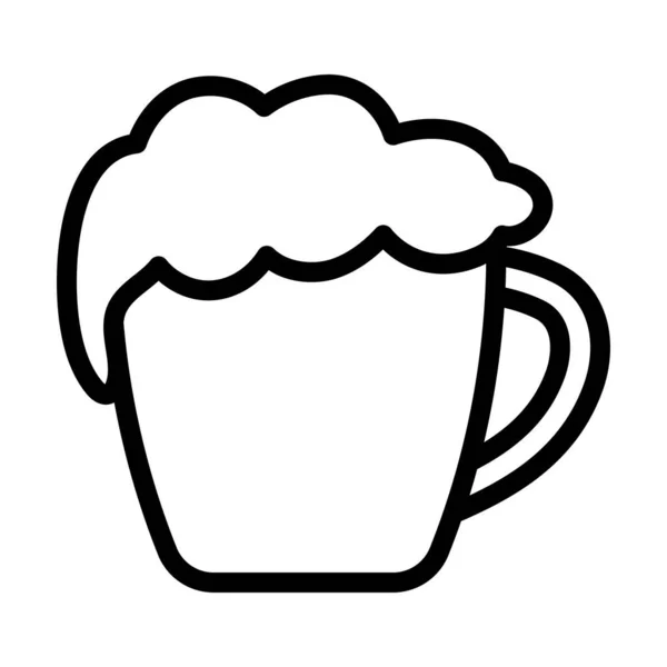 Taza Cerveza Icono Diseño Contorno Audaz Editable Ilustración Vectorial — Vector de stock