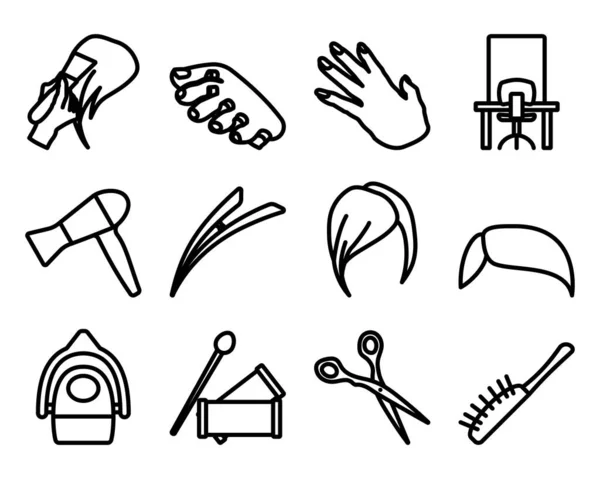 Barber Icon Set Editable Bold Outline Design Vector Illustration — Stock Vector