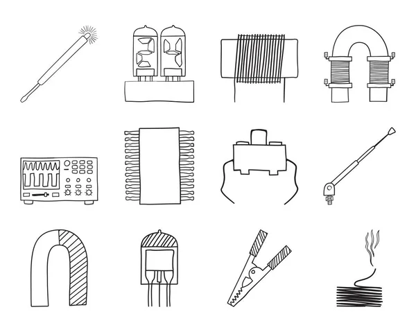 Soldering Icon Set Hand Drawn Doodle Sketch Design Vector Illustration — Stock Vector