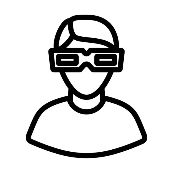 3Dメガネのアイコンを持つ男 編集可能な太字のアウトラインデザイン ベクターイラスト — ストックベクタ