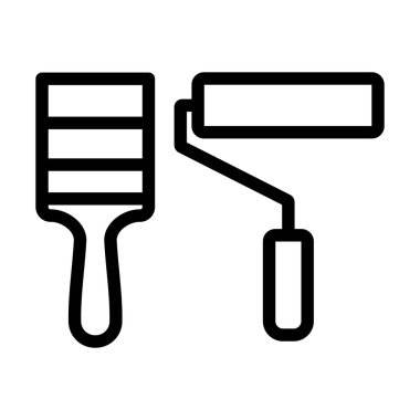 Yapı Boya Fırçaları Simgesi. Düzenlenebilir Cesur Tasarım. Vektör İllüstrasyonu.
