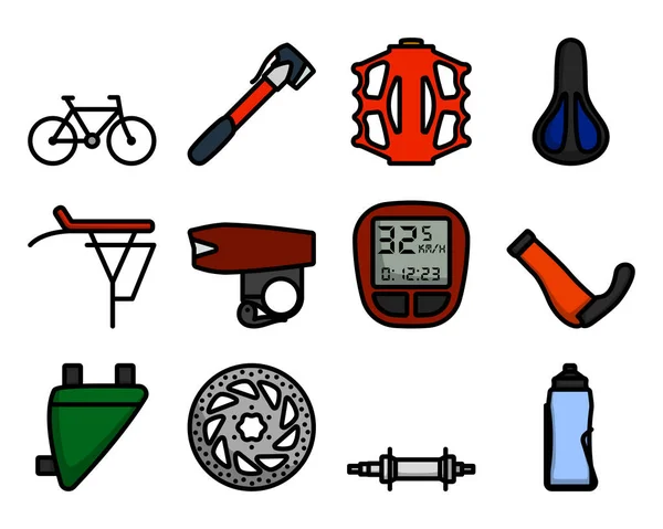 Set Icone Bici Profilo Grassetto Modificabile Con Design Riempimento Colore — Vettoriale Stock