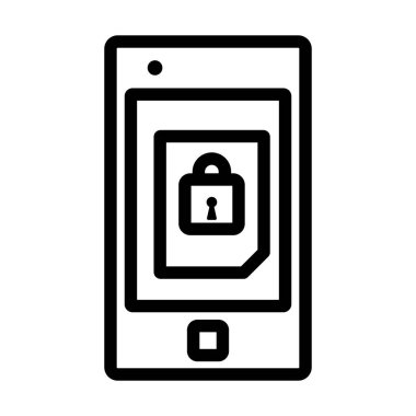 Mobil Güvenlik Simgesi. Düzenlenebilir Cesur Tasarım. Vektör İllüstrasyonu.