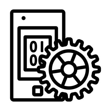 Mobil Geliştirme Simgesi. Düzenlenebilir Cesur Tasarım. Vektör İllüstrasyonu.