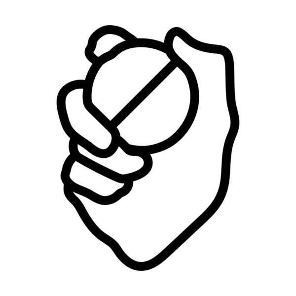 Mão Segurando Cricket Ball Icon Desenho Esboço Ousado Editável Ilustração — Vetor de Stock