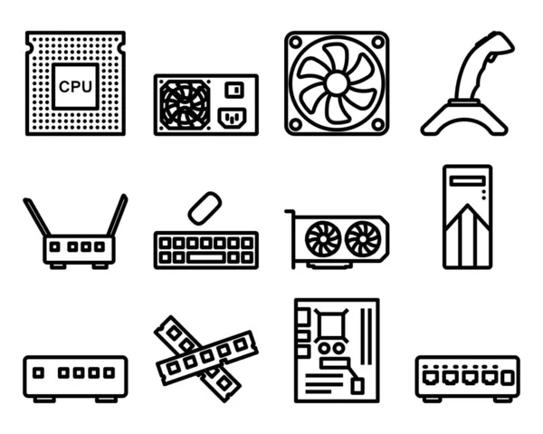 Computer Icon Set Editable Bold Outline Design Illustrazione Vettoriale — Vettoriale Stock