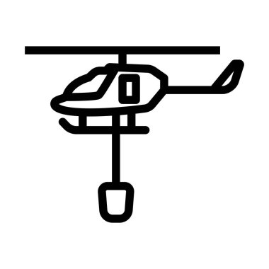 İtfaiye Helikopteri Simgesi. Düzenlenebilir genişlikte kalın tasarım. Vektör İllüstrasyonu.
