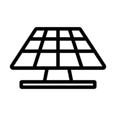 Güneş Enerji Paneli Simgesi. Düzenlenebilir genişlikte kalın tasarım. Vektör İllüstrasyonu.