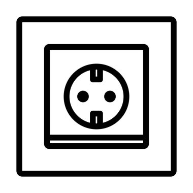 Avrupa Elektrik Soket Simgesi. Düzenlenebilir Cesur Tasarım. Vektör İllüstrasyonu.