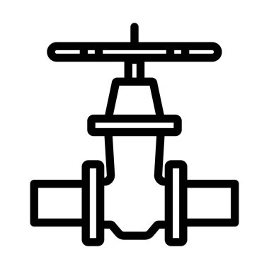 Boru Valfi Simgesi. Düzenlenebilir genişlikte kalın tasarım. Vektör İllüstrasyonu.