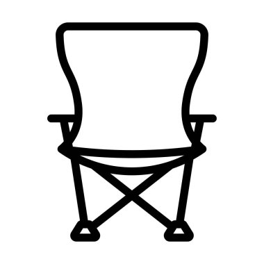 Balık Katlama Sandalyesi Simgesi. Düzenlenebilir genişlikte kalın tasarım. Vektör İllüstrasyonu.