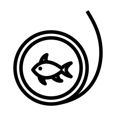 Balık tutma ipinin simgesi. Düzenlenebilir genişlikte kalın tasarım. Vektör İllüstrasyonu.