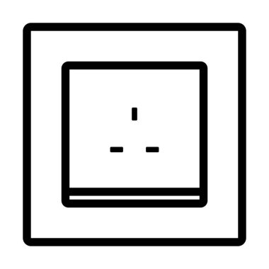 Büyük Britanya Elektrik Soket Simgesi. Düzenlenebilir Cesur Tasarım. Vektör İllüstrasyonu.