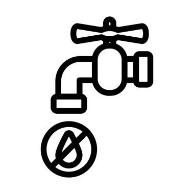 Damlayan Su Simgesi ile Su Musluğu. Düzenlenebilir Cesur Tasarım. Vektör İllüstrasyonu.