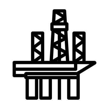 Petrol Denizi Platformu Simgesi. Düzenlenebilir genişlikte kalın tasarım. Vektör İllüstrasyonu.