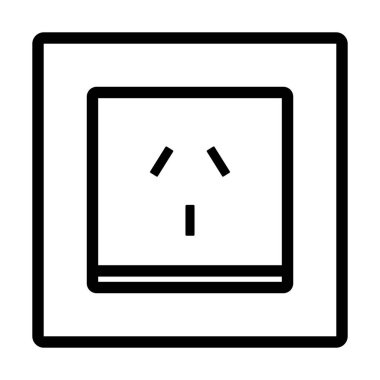 Çin Elektrik Soket Simgesi. Düzenlenebilir Cesur Tasarım. Vektör İllüstrasyonu.