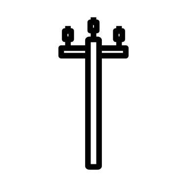 Yüksek Voltaj Hattı Simgesi. Düzenlenebilir genişlikte kalın tasarım. Vektör İllüstrasyonu.