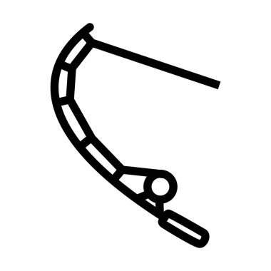 Kavisli balık tutma takımının simgesi. Düzenlenebilir genişlikte kalın tasarım. Vektör İllüstrasyonu.