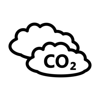 CO 2 Bulut Simgesi. Düzenlenebilir genişlikte kalın tasarım. Vektör İllüstrasyonu.