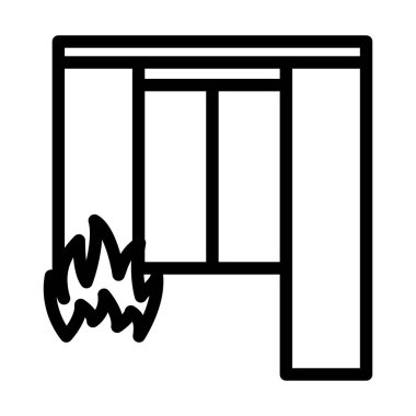 Ev Ateşi Simgesi. Düzenlenebilir genişlikte kalın tasarım. Vektör İllüstrasyonu.