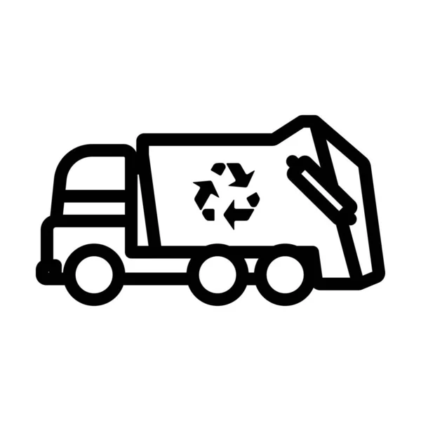 Odpadkové Auto Ikonou Recyklace Upravitelný Tučný Návrh Osnovy Vektorová Ilustrace — Stockový vektor