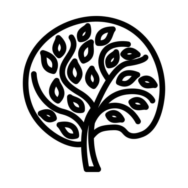 Ekologický Strom Listy Ikona Upravitelný Tučný Návrh Osnovy Vektorová Ilustrace — Stockový vektor