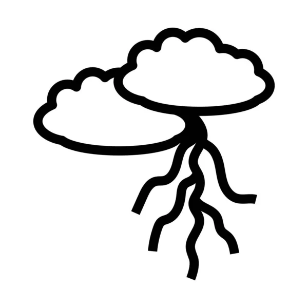 Clouds Lightning Icon Diseño Contorno Audaz Con Ancho Carrera Editable — Archivo Imágenes Vectoriales