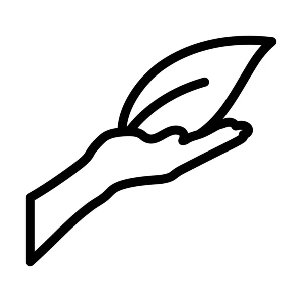 Hand Holding Leaf Icon Editable Bold Outline Design Vector Illustration — Stock Vector