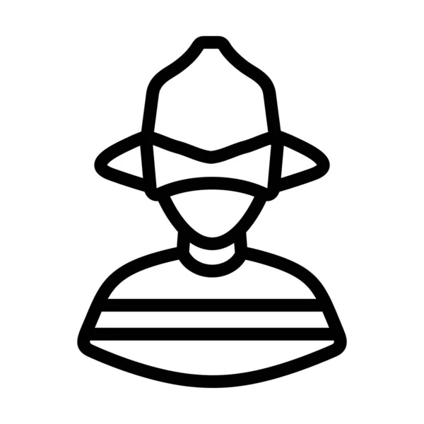 Fireman Icon Bold Outline Design Editable Stroke Width Vector Illustration — Stock Vector