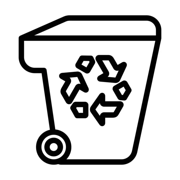 Garbage Container Recycle Sign Icon Editable Bold Outline Design Vector — Stock Vector