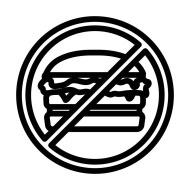 Yasak Hamburger ikonu. Düzenlenebilir genişlikte kalın tasarım. Vektör İllüstrasyonu.