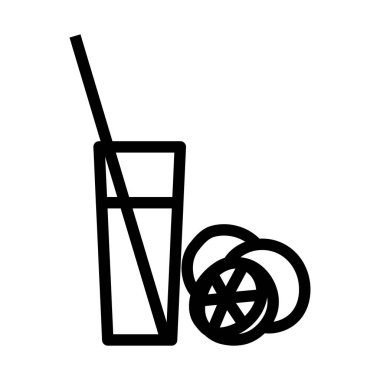 Portakal suyu ikonu bardağı. Düzenlenebilir genişlikte kalın tasarım. Vektör İllüstrasyonu.