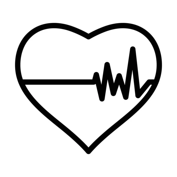 Ikonen Hjärta Med Cardio Diagram Djärv Konturdesign Med Redigerbar Slagbredd — Stock vektor
