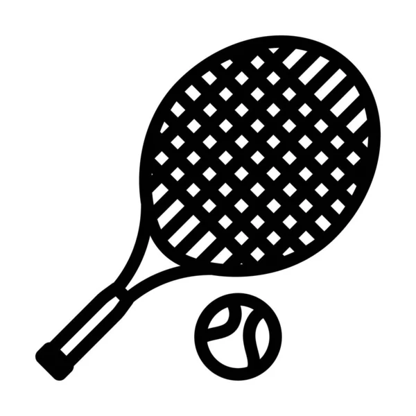 Икона Теннисной Ракеты Мяча Смелый Дизайн Контура Съедобной Шириной Штрихов — стоковый вектор