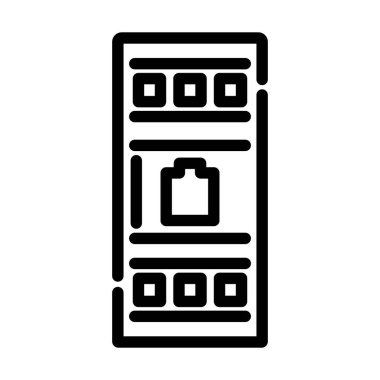 Sunucu Rack Simgesi. Düzenlenebilir genişlikte kalın tasarım. Vektör İllüstrasyonu.