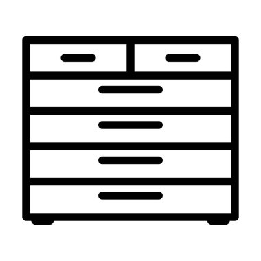 Çekmece Simgesi Sandığı. Düzenlenebilir genişlikte kalın tasarım. Vektör İllüstrasyonu.