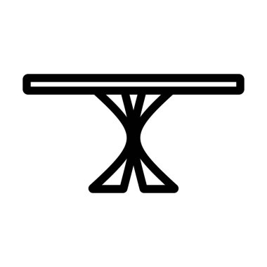 Yemek Masası Simgesi. Düzenlenebilir genişlikte kalın tasarım. Vektör İllüstrasyonu.