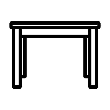 Yemek Masası Simgesi. Düzenlenebilir genişlikte kalın tasarım. Vektör İllüstrasyonu.