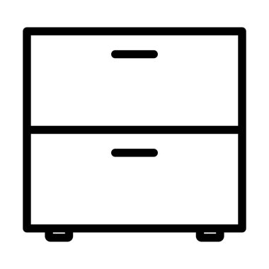 Yatak odası Komodin Simgesi. Düzenlenebilir genişlikte kalın tasarım. Vektör İllüstrasyonu.