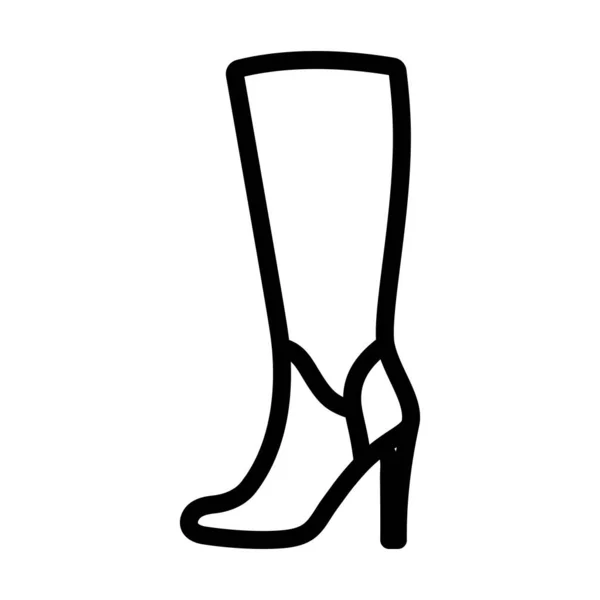 Autumn Woman High Heel Boot Icon Bold Outline Design Editable — Stock Vector