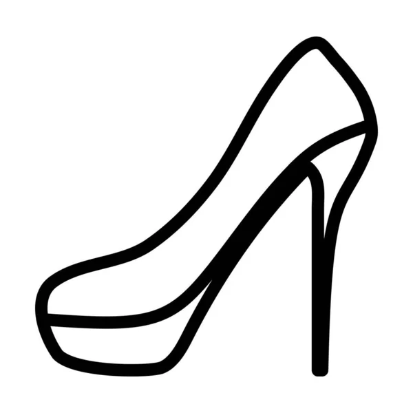 High Heel Shoe Icon Bold Outline Design Editable Stroke Width — Stock Vector