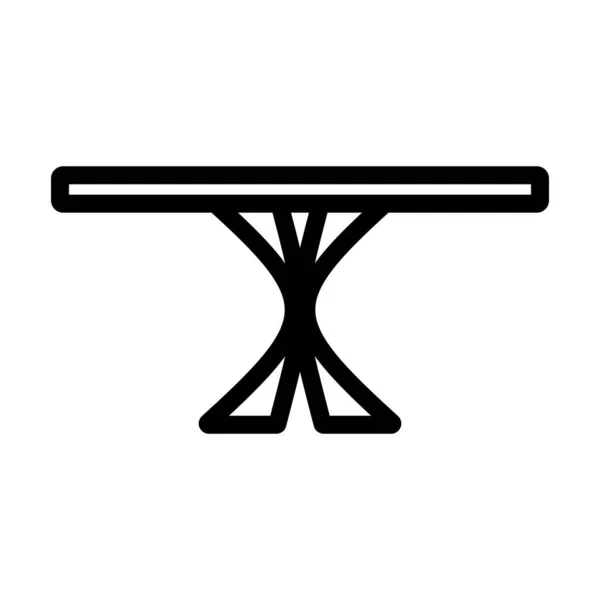 Table Dîner Icône Conception Contour Audacieux Avec Largeur Course Modifiable — Image vectorielle